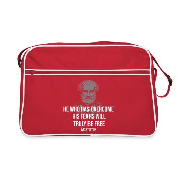Aristoteles' Zitat der furchtlosen Freiheit - Retro Tasche - Rot/Weiß - Vorne