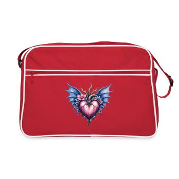 Gothic Floral Winged Heart - Retro Bag - red/white - Front