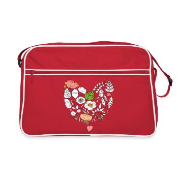 Florales Herz - Retro Tasche - Rot/Weiß - Vorne
