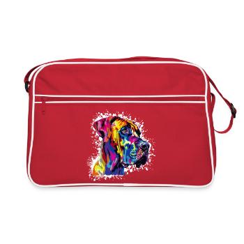 Portrait de chien et chien - Sac Retro - rouge/blanc - Devant