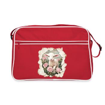 Agneau avec papillon - Sac Retro - rouge/blanc - Devant