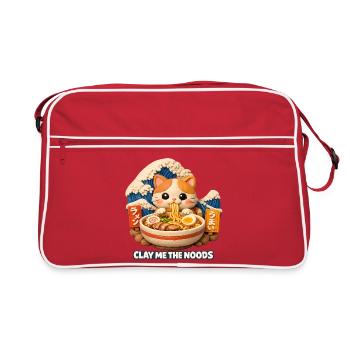 Kawaii Cat Ramen Noodles Anime Cat - Retro Bag - red/white - Front