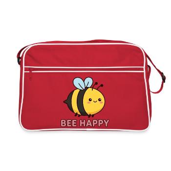Heureuse d’abeilles | Jeu de mots mignon avec Kawaii Honey Bee - Sac Retro - rouge/blanc - Devant