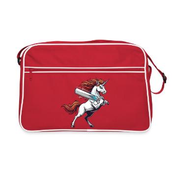 Unicorn Warrior With Energy Club Fantasy - Retro Bag - red/white - Front