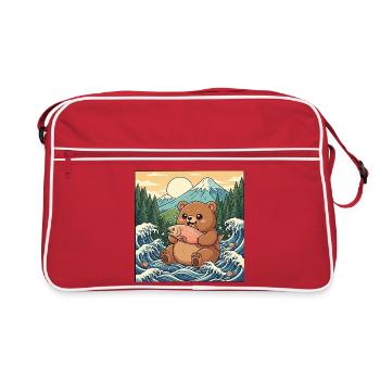 Saumon ours de Kawaii - Sac Retro - rouge/blanc - Devant