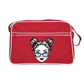 Wolkenreflex Brillen-Girl Pop Art - Retro Tasche - Rot/Weiß - Vorne