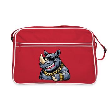Style de rue rhinocéros avec chaîne en or - Sac Retro - rouge/blanc - Devant