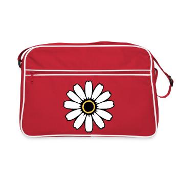 Weiße Blume weiß Blumen Blüte Wildblumen Kräuter  - Retro Tasche - Rot/Weiß - Vorne