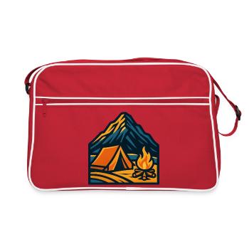 Bergzelt am Lagerfeuer - Retro Tasche - Rot/Weiß - Vorne