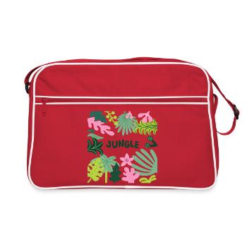 Motif de feuilles tropicales de la jungle Conception de la nature - Sac Retro - rouge/blanc - Devant