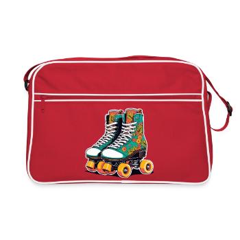 Floral Flair Roller Skates Teal - Retro Bag - red/white - Front