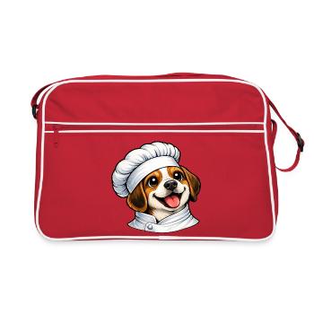 Cheerful Beagle Chef Good Mood Cartoon Kitchen - Retro Bag - red/white - Front