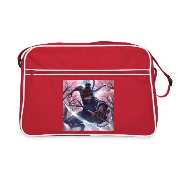 Ninja in the cherry blossom forest - Retro Bag - red/white - Front