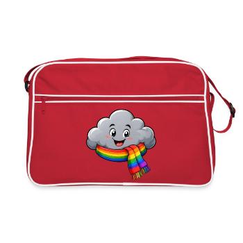 Nuage avec écharpe arc-en-ciel : motif drôle - Sac Retro - rouge/blanc - Devant