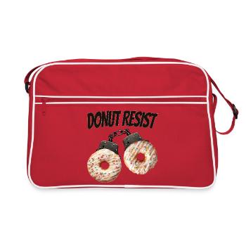 Donut Resist lustiges Donut-Shirt - Retro Tasche - Rot/Weiß - Vorne