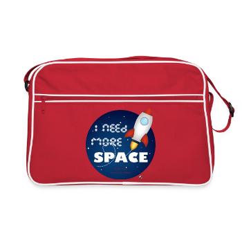 Fusée spatiale dans une illustration cercle bleu - Sac Retro - rouge/blanc - Devant
