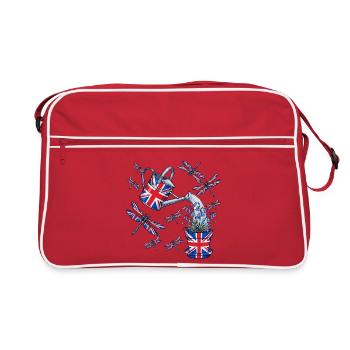 Britische Gartenkunst: Kanne und Blüten - Retro Tasche - Rot/Weiß - Vorne
