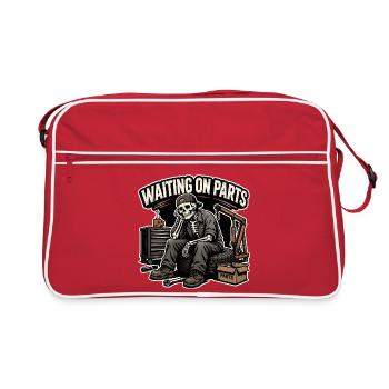 Mécanique d’attente des pièces Humour squelette - Sac Retro - rouge/blanc - Devant