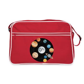 Disque vinyle du système solaire Planète vinyle Lune Musique - Sac Retro - rouge/blanc - Devant