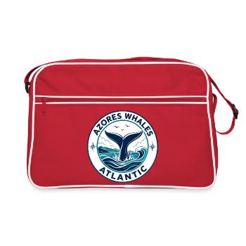 Azores Whale Fluke Circular Badge Travel Emblem - Retro Bag - red/white - Front
