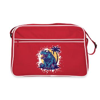 Nilpferd Sommer Comic - Retro Tasche - Rot/Weiß - Vorne