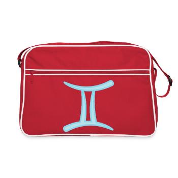 Gemini Zodiac Sign Symbol Pastel Blue - Retro Bag - red/white - Front