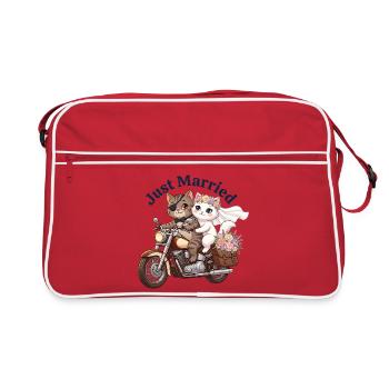 Des chats mariés à moto - Sac Retro - rouge/blanc - Devant