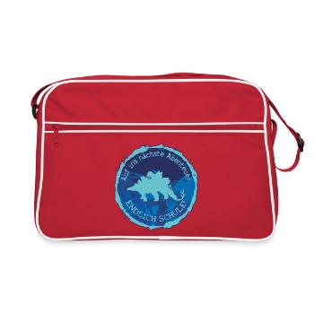 Emblème d’aventure du dino Stegosaurus – L’école enfin - Sac Retro - rouge/blanc - Devant