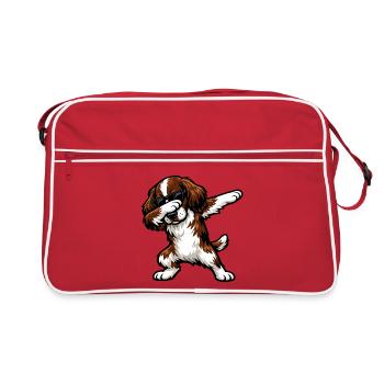 Dabbing English Springer Spaniel - Retro Bag - red/white - Front