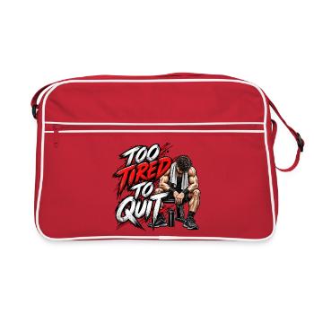 Zu müde, um aufzuhören – Motivation fürs Fitnessstudio - Retro Tasche - Rot/Weiß - Vorne