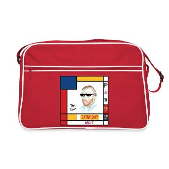 Retro-Mondrian-Porträt Samstag - Retro Tasche - Rot/Weiß - Vorne