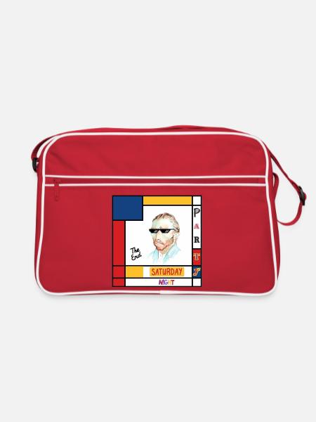 Retro-Mondrian-Porträt Samstag - Retro Tasche - Rot/Weiß