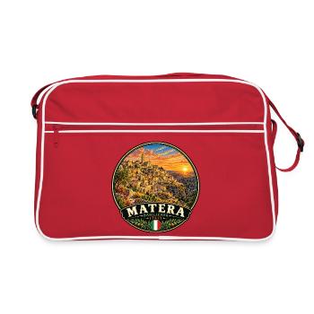 Matera Italien Europa Sonnenuntergang Urlaub - Retro Tasche - Rot/Weiß - Vorne