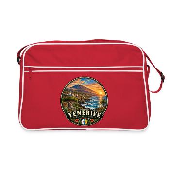 Teneriffa Vulkaninsel Küste Urlaub Sunset - Retro Tasche - Rot/Weiß - Vorne