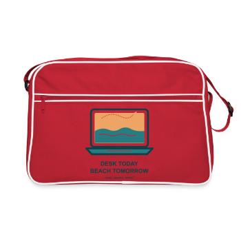 Schreibtisch Heute Strand Morgen - Retro Tasche - Rot/Weiß - Vorne