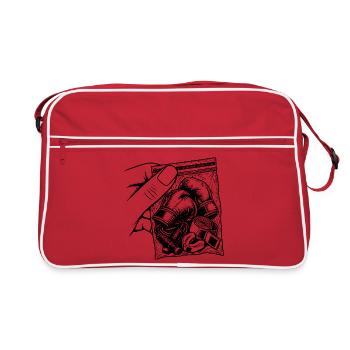Suchtbox – Taschenhandschuhe, Bänder und Seilring - Retro Tasche - Rot/Weiß - Vorne