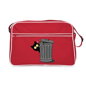 Black cat observed - Retro Bag - red/white - Front