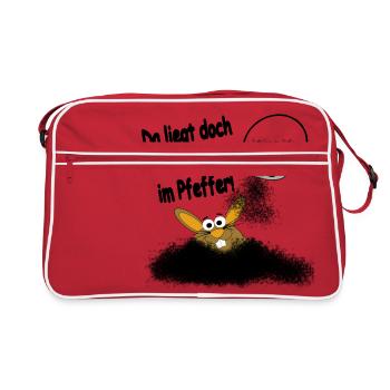 Hase im Pfeffer - Retro Tasche - Rot/Weiß - Vorne