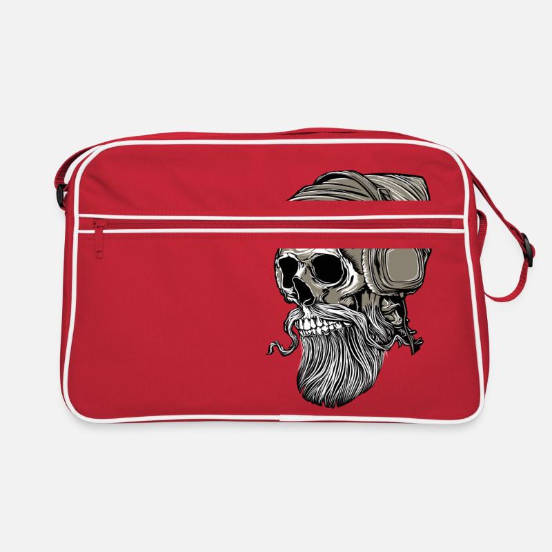 Bart Hipster Skull mit Kopfhörer Retro Tasche