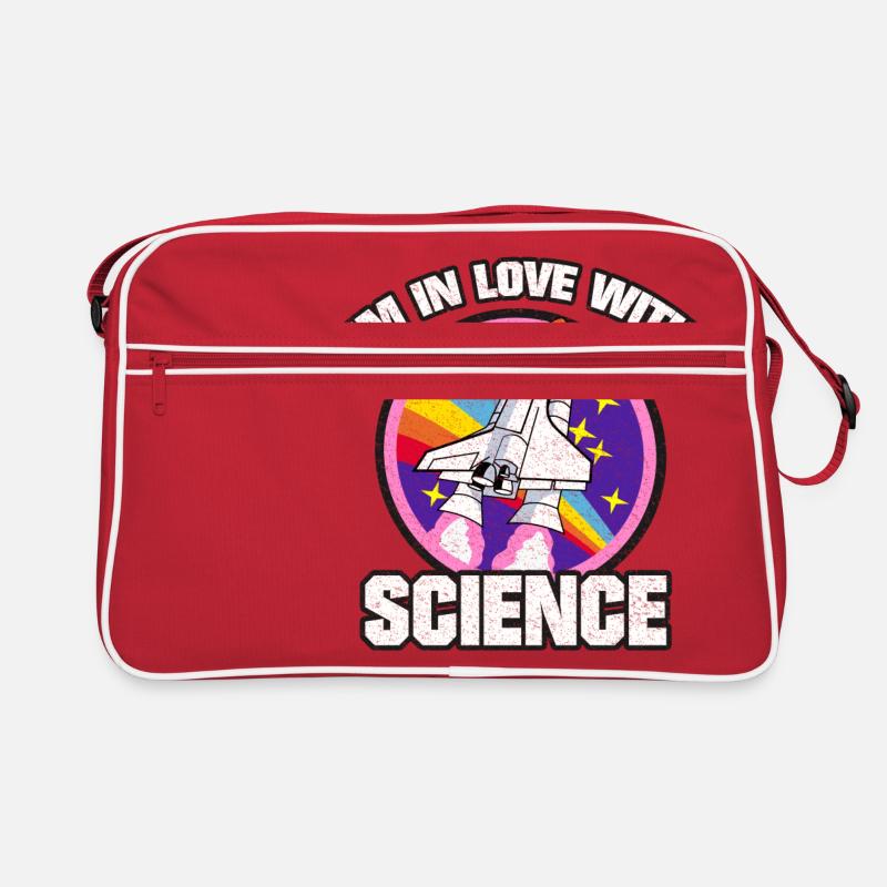 MÄDCHEN SCIENCE ROCKET LOVE REGENBOGEN RETRO SHIRT Retro Tasche