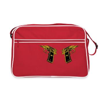 Golden Pistols - Goldene Pistolen Waffenbesitzer - Retro Tasche - Rot/Weiß - Vorne