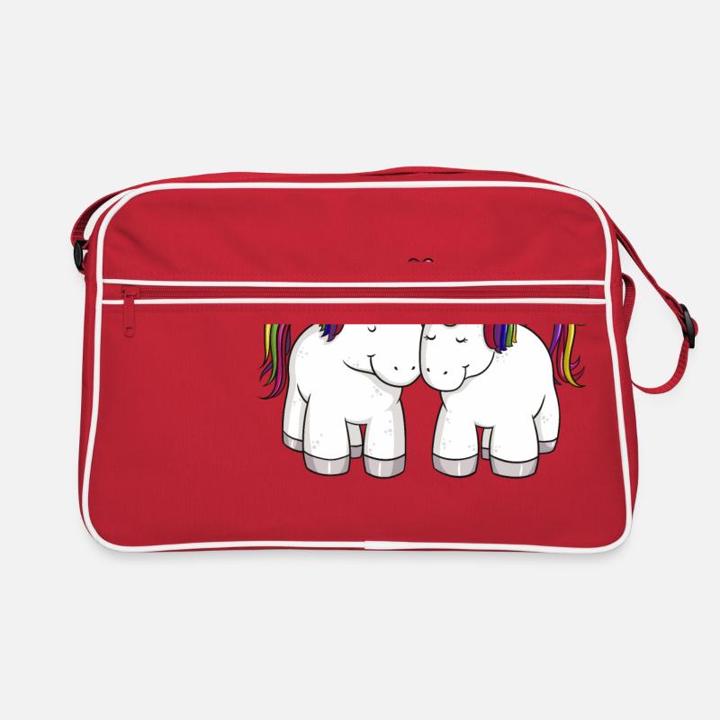 Liebende Comic Einhörner Regenbogen Retro Tasche