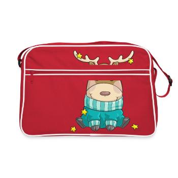 Putziges Weihnachts Rentier Comic - Retro Tasche - Rot/Weiß - Vorne