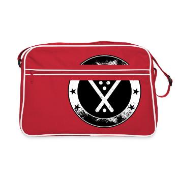 Poolbillard Emblem - Symbol Billard Queue Snooker - Retro Tasche - Rot/Weiß - Vorne