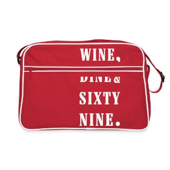 wine, dine and 69 - Retro Bag - red/white - Front