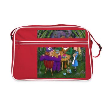 alice in wonderland tea pary - Retro Bag - red/white - Front