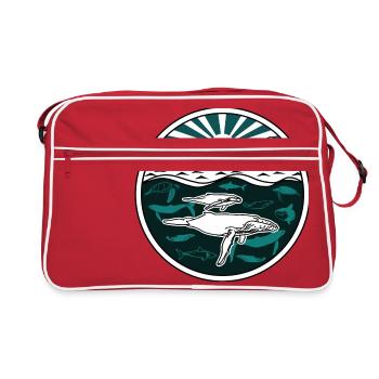 Buckelwalfamilie animaux marins mer océan soleil - Sac Retro - rouge/blanc - Devant