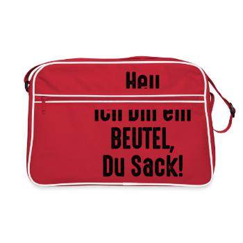 Ich bin ein Beutel Du Sack - Retro Tasche - Rot/Weiß - Vorne
