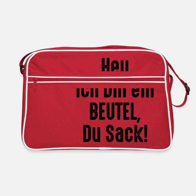 Ich bin ein Beutel Du Sack - Retro Tasche - Rot/Weiß
