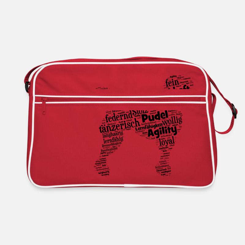 Pudel Charaktershirt Wordcloud Retro Tasche